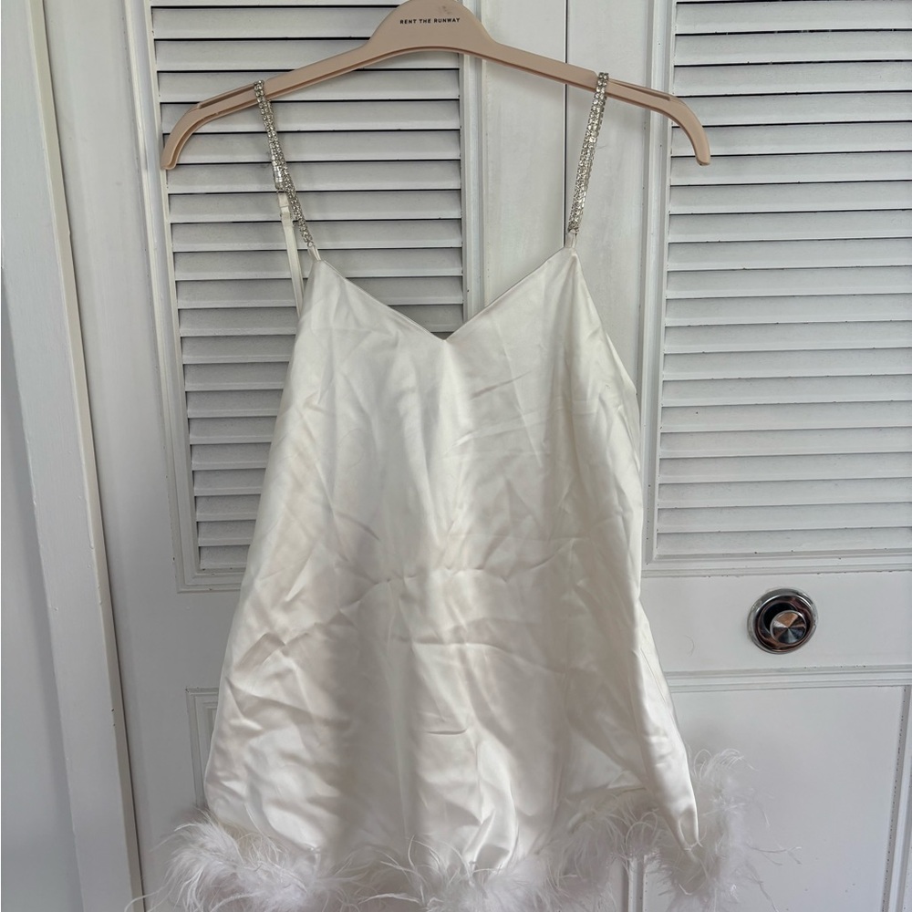 PrettyLittleThing White Feather Trim Dress